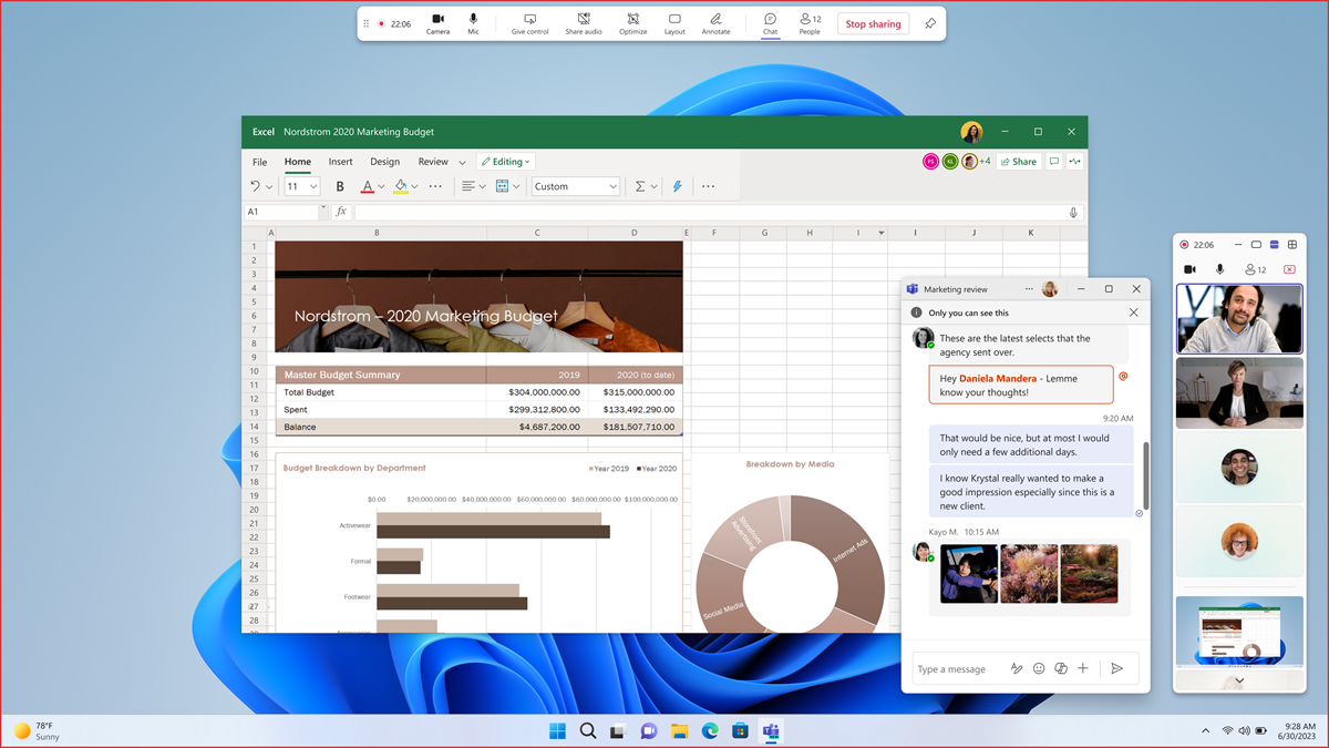 Screenshot of a presenters view while sharing their screen, with a minimized meeting window next to their shared content.