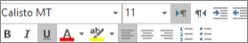 Mini toolbar