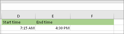 Start date/time of 7:15 AM, End date/time of 4:30 PM