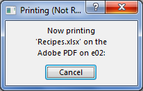 The Printing dialog box appears when you send a document to the printer.