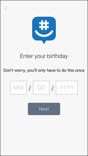 The enter birthday screen in GroupMe