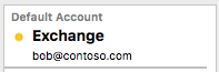 Shows an Exchange account in the Outlook for Mac left pane with an orange indicator icon next to it, signaling a connection problem.