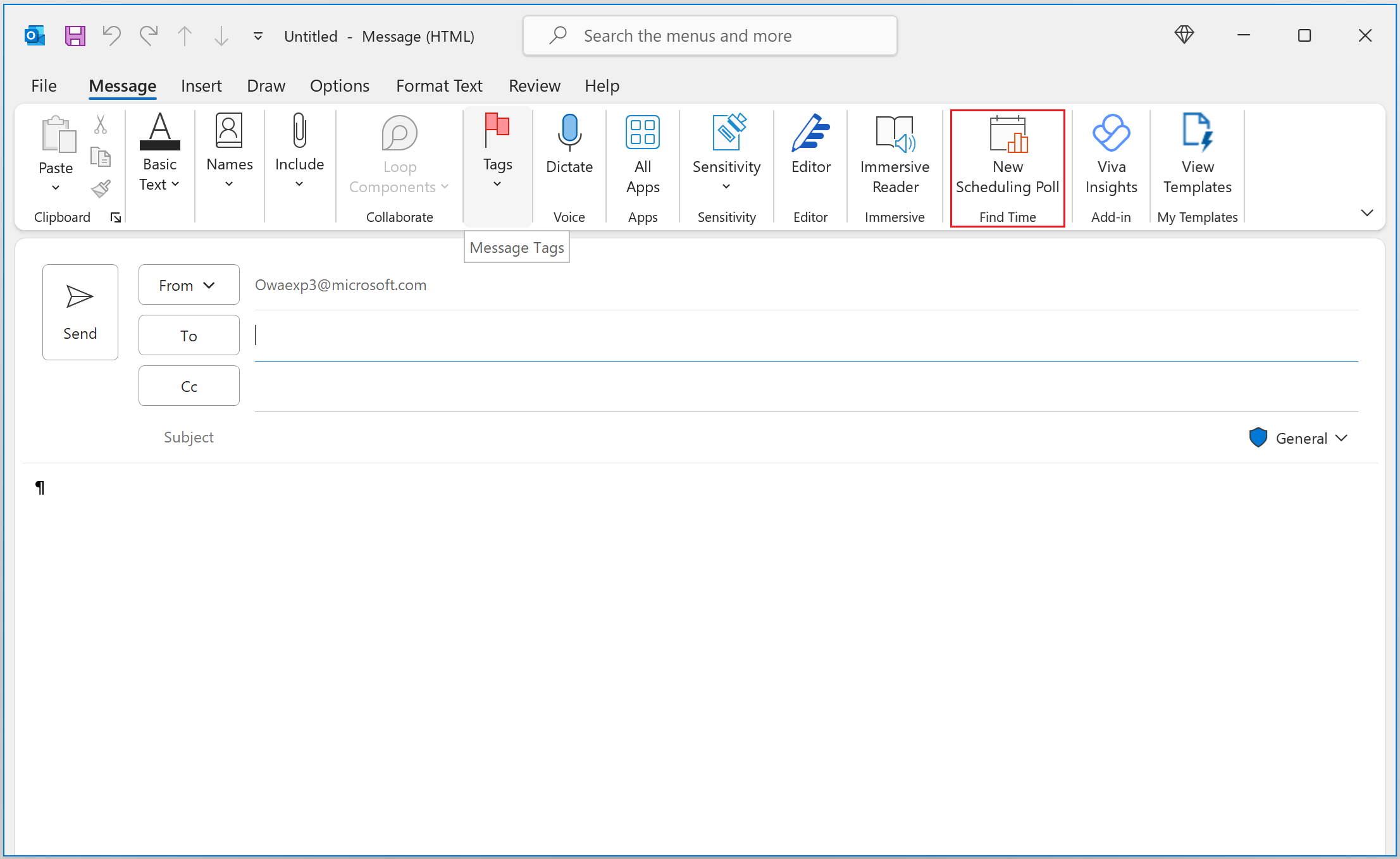 Create a Scheduling Poll through Mail’s compose form.