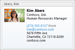 A contact’s vCard