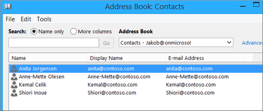 When your contacts are imported from Google Gmail to Office 365, youll see them listed in Address Book: Contacts
