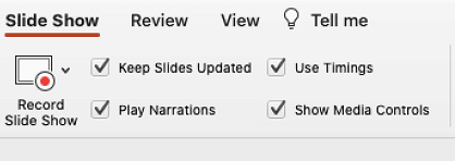 The slide show tab of the ribbon showing Keep Slides Updated selected.