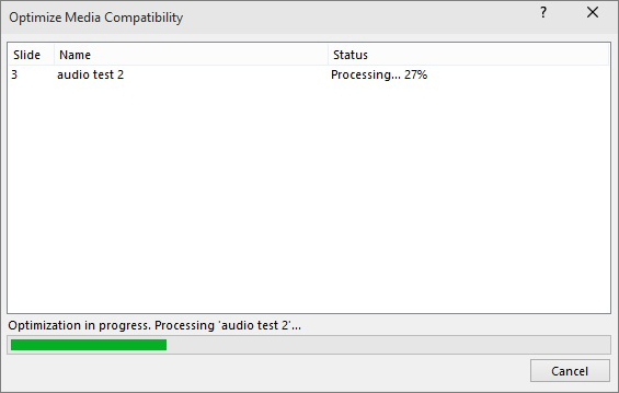 Screenshot of compatibility processing dialog box.