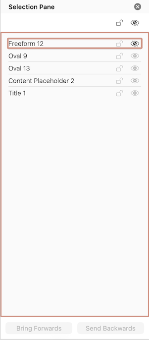 Screenshot of Selection pane to hide connector.