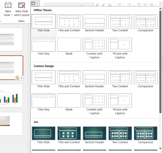 Screenshot of Slide layout theme.