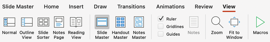 PowerPoint Slide Master button on the Ribbon