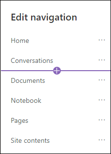 Add navigation window with the link option selected.