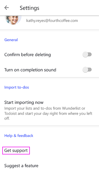 Tap Get Support