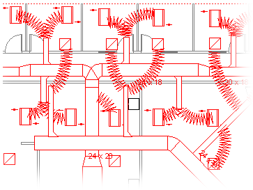 HVAC plan showing ductwork for heating, ventilation, and air conditioning systems