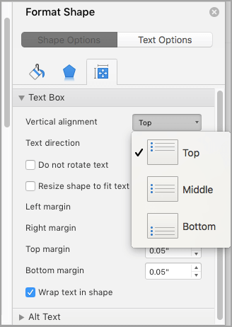 Screenshot of Choose alignment