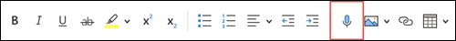 Screenshot that shows Dictate button.