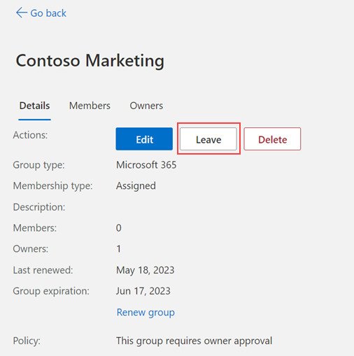 Image showing how to leave a group.