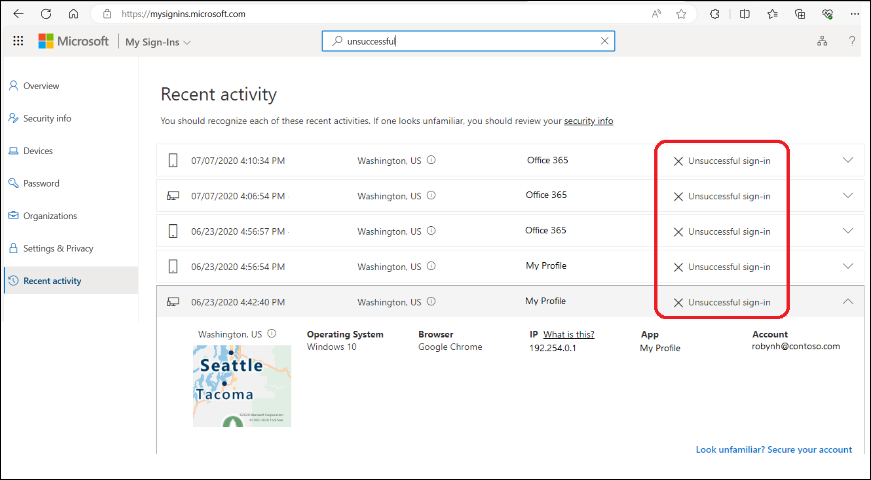 Screenshot of typing unsuccessful in the Search bar.