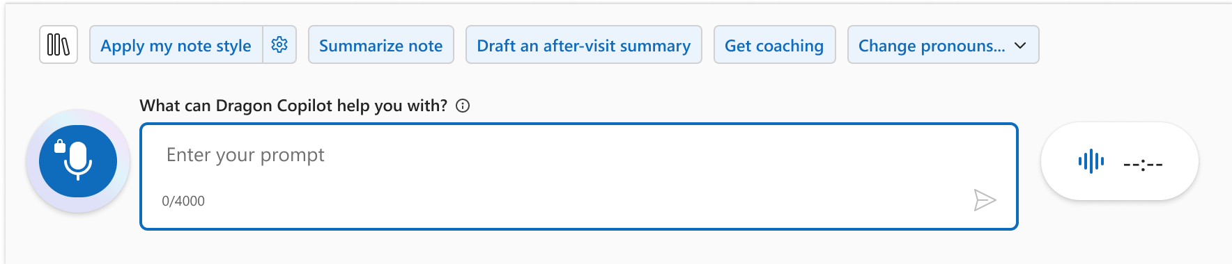Screenshot that shows Dictation microphone icon while dictating