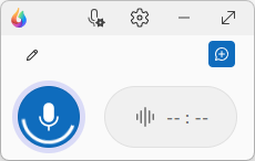 Screenshot of Dragon Copilot in compact view with dark microphone indicating recording in progress.