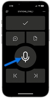 PowerMIc Mobile with arrow pointing to microphone button