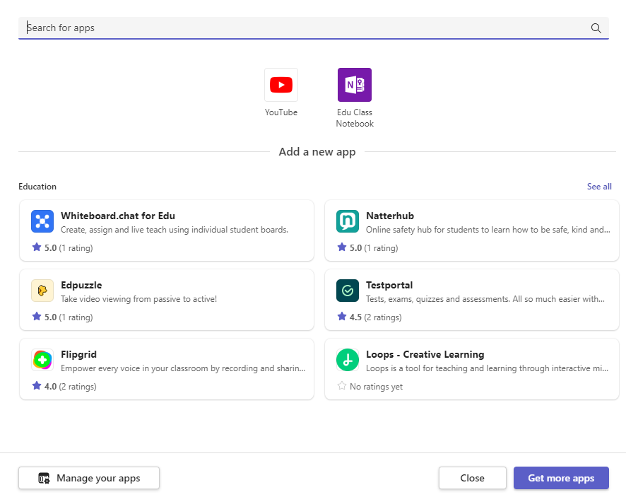 Screenshot of apps.