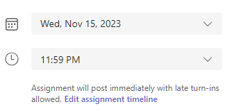Screenshot of assignment timeline.