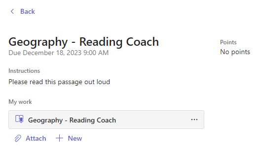 Screesnshot that shows grade