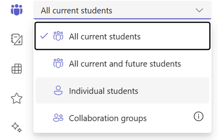 Screenshot of individual student selection.