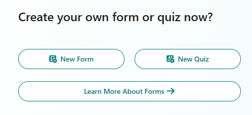 Screenshot of new form options.