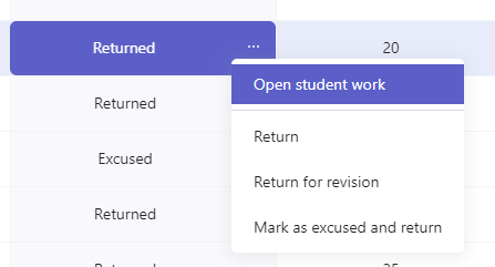 returned work