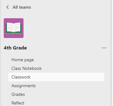 Screenshot of classwork.