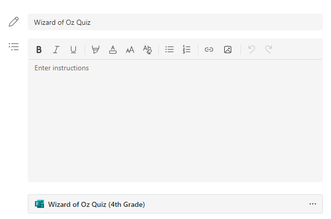 Screenshot of creating a new quiz.