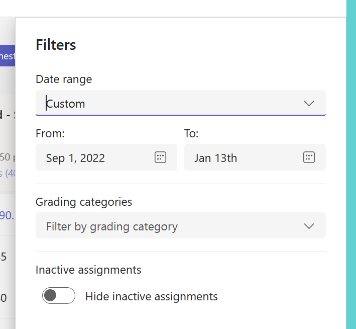 Screenshot of filters.
