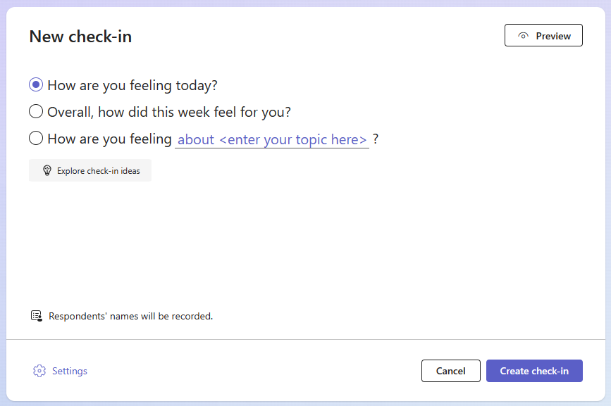 Screenhot of check-in dialog box.