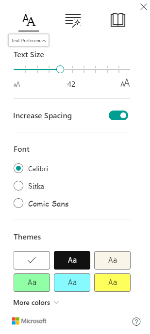 Screenshot of font settings.