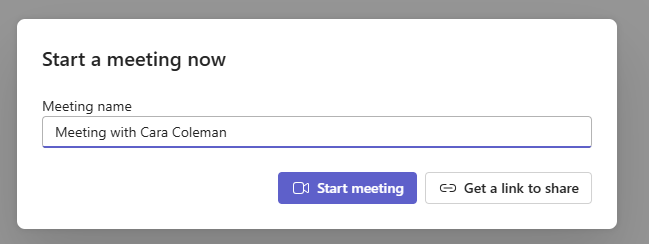 Start a meet now meeting
