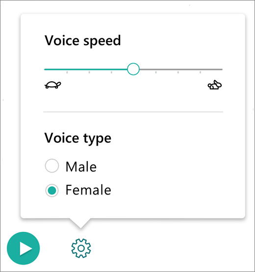 Screenshot of voice settings.
