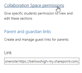 Screenshot of notebook collaboration space permissions.