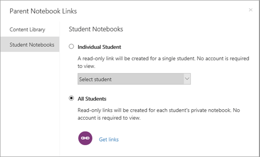 Create read-only links for individual students notebooks.