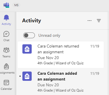 Screenshot of activity.