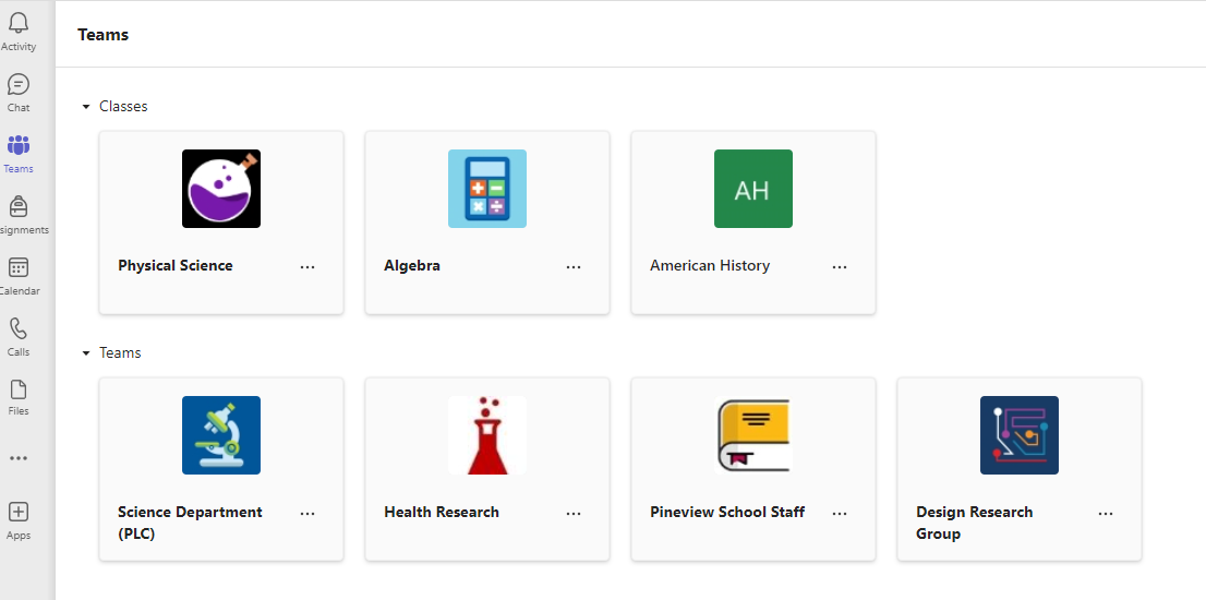 Screenshot of classes.