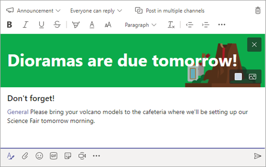 Screenshot that shows to choose an image for your announcement.