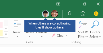People icons, When others are co-authoring, theyll show up here