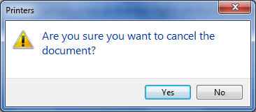 Confirm that you want to cancel printing.