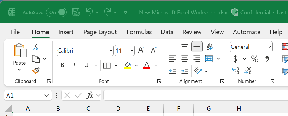 New Excel file