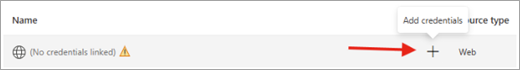 Shows where a file path would be (but no credentials are linked) followed by a plus icon (the Add credentials button).