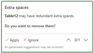 Extra spaces suggestion card