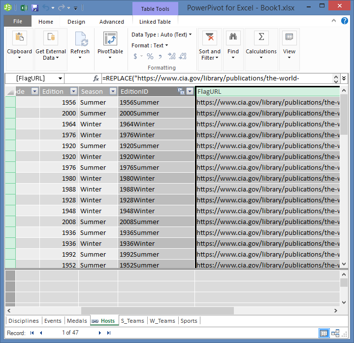 Power Pivot and DAX to create a URL field