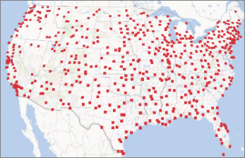 Power Map showing data by street