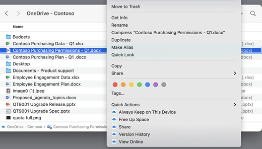 Shows a OneDrive screen with a menu open.